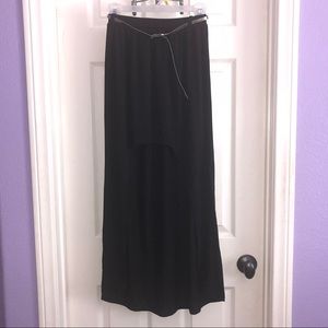 Black High Low Skirt with Belt